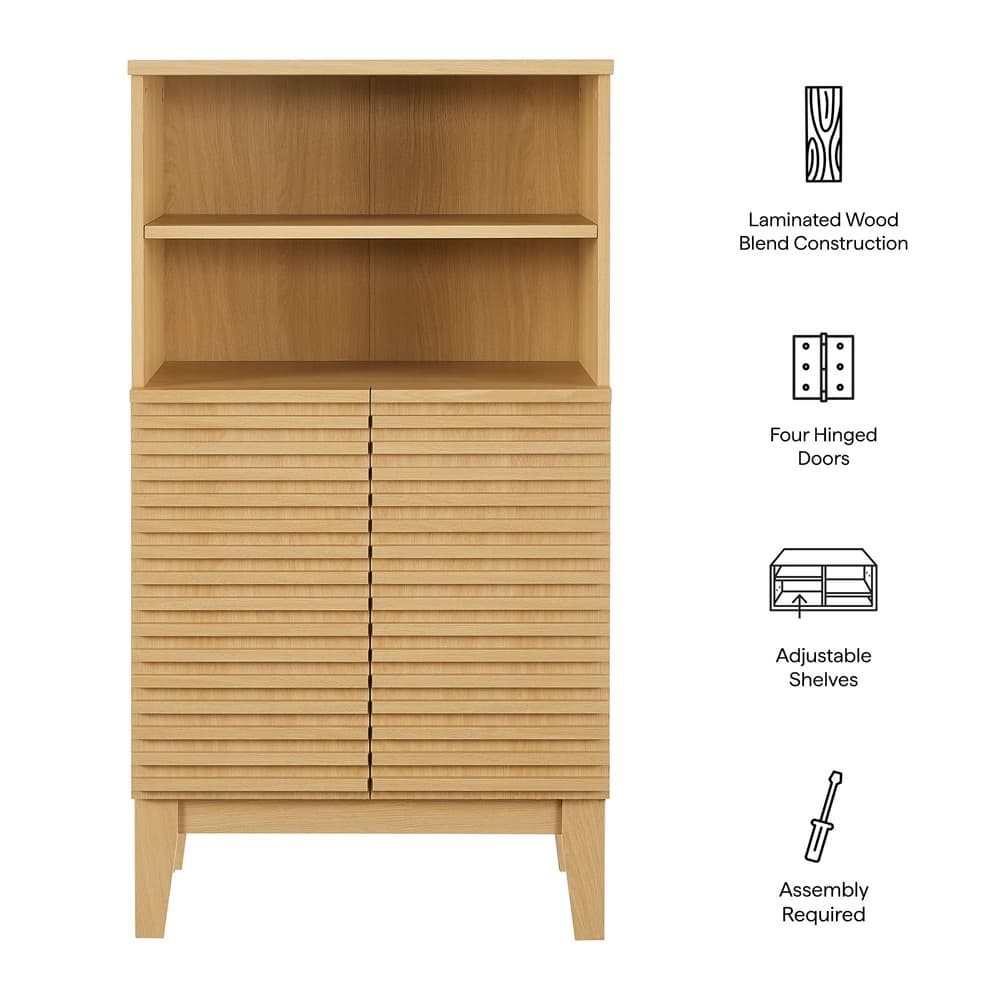 Render Freestanding Bathroom Storage Cabinet in Oak by Modway - Image 2