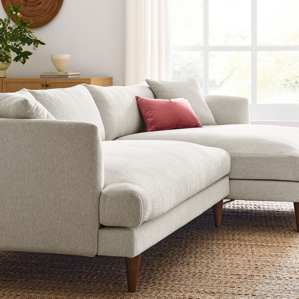 Zoya Right-Facing Down Filled Overstuffed Sectional Sofa in Heathered Weave Ivory by Modway - Image 6