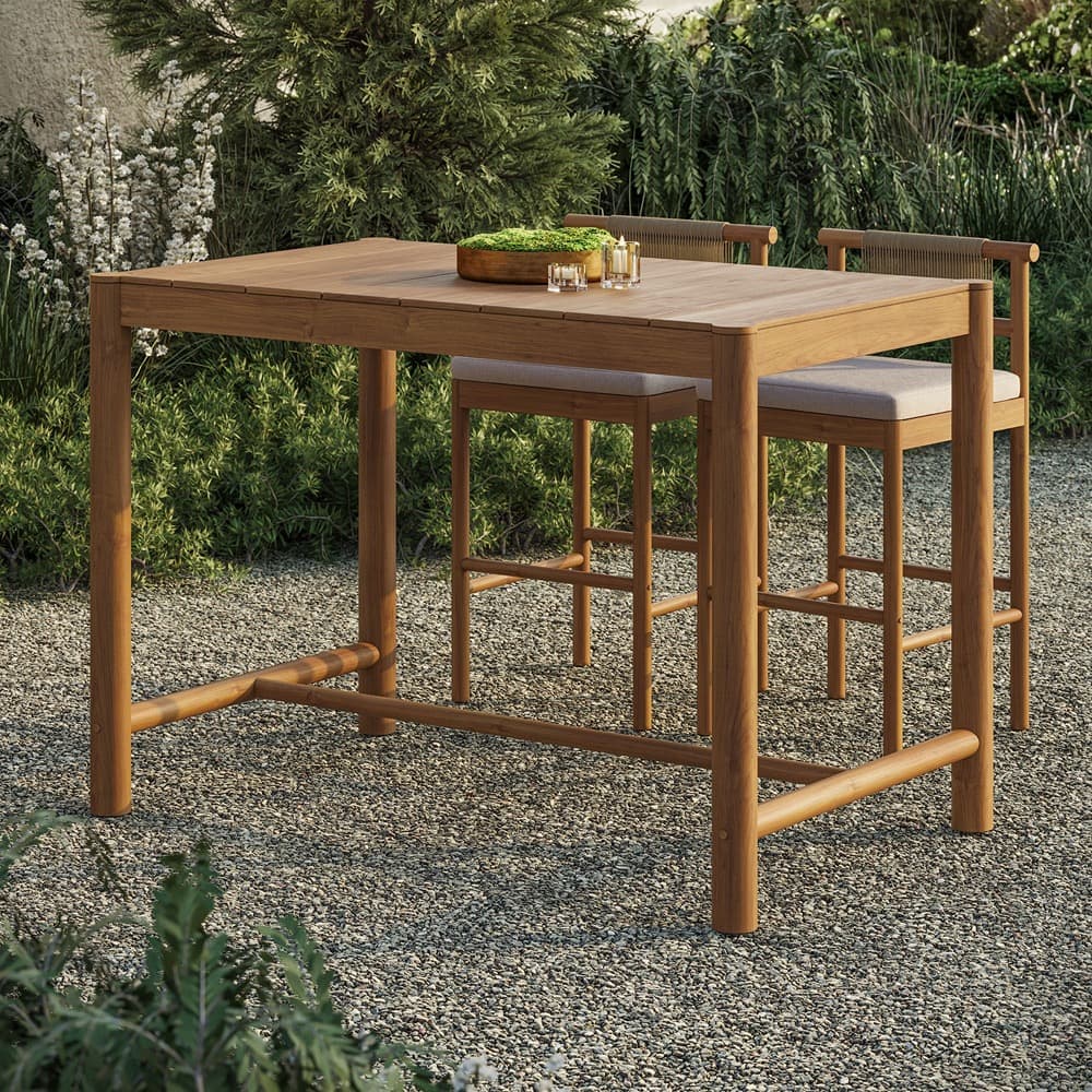 Eleni Rectangle 56-Inch Outdoor Patio Teak Wood Rectangular Bar Table by Modway - Image 8