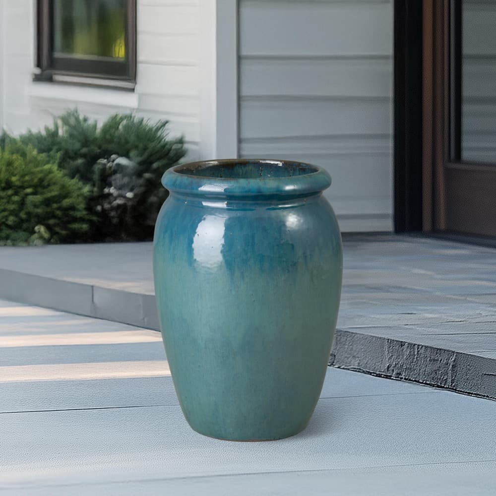 Convex Teal Ceramic Planter by Emissary - Image 2