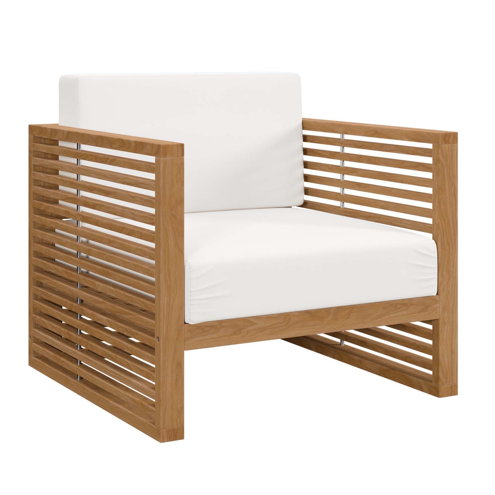 Carlsbad Teak Wood Outdoor Patio Armchair Natural/White by Modway