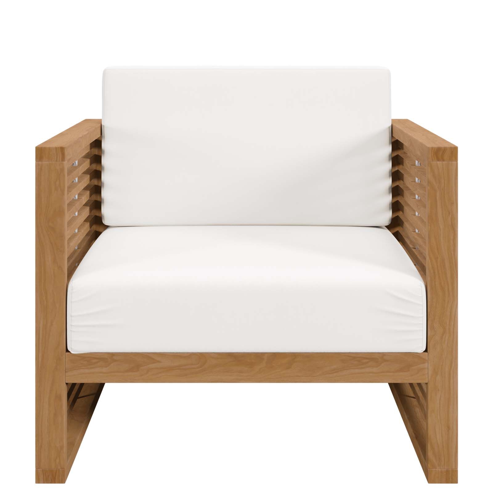 Carlsbad Teak Wood Outdoor Patio Armchair Natural/White by Modway - Image 5
