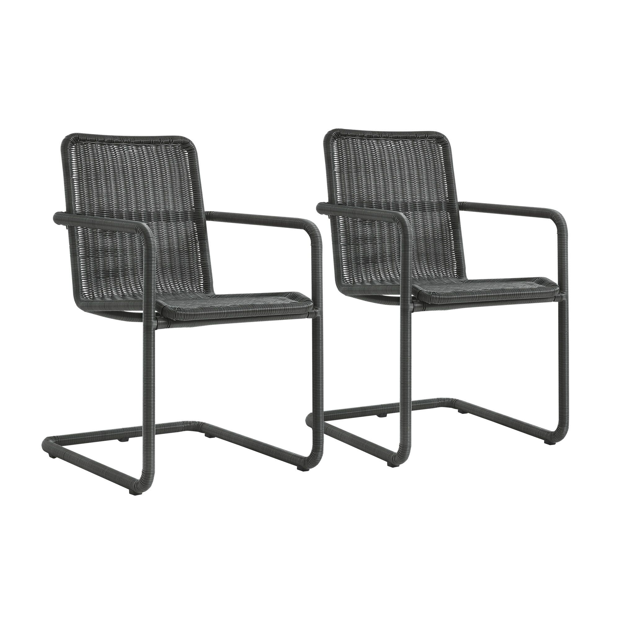 Abacus Outdoor Patio Wicker Dining Chairs Set of 2 by Modway