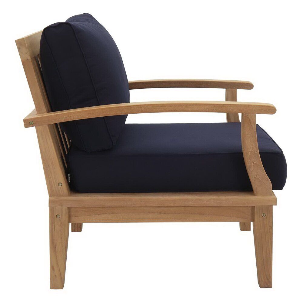 Marina 6 Piece Outdoor Patio Teak Set in Natural Navy by Modway - Image 3