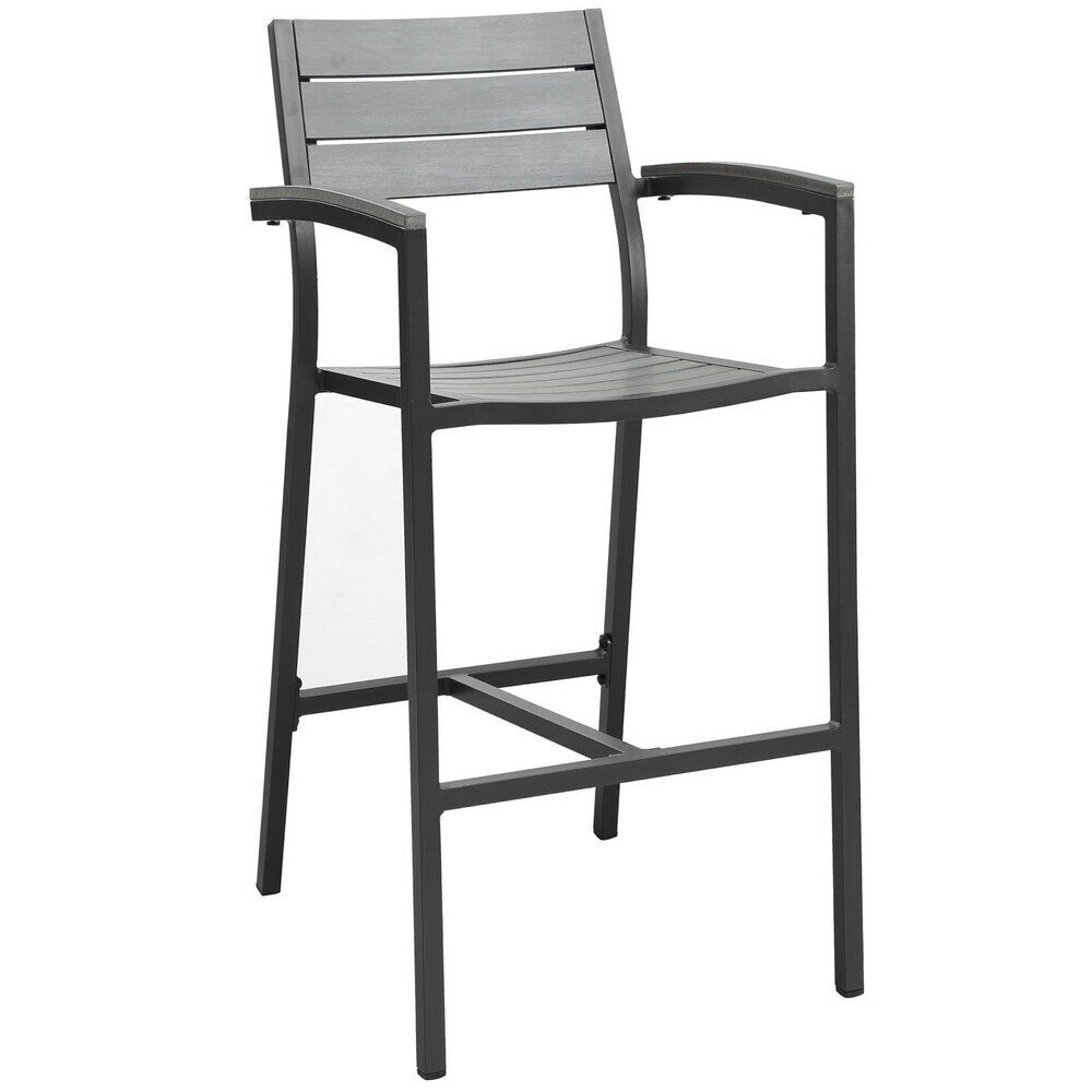 Maine Outdoor Patio Bar Stool Set of 2 in Brown Gray by Modway - Image 2