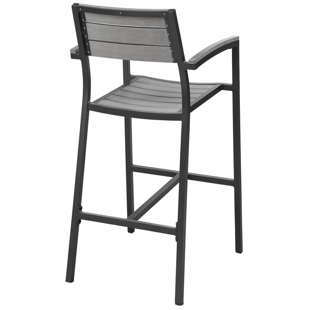 Maine Outdoor Patio Bar Stool Set of 2 in Brown Gray by Modway - Image 4