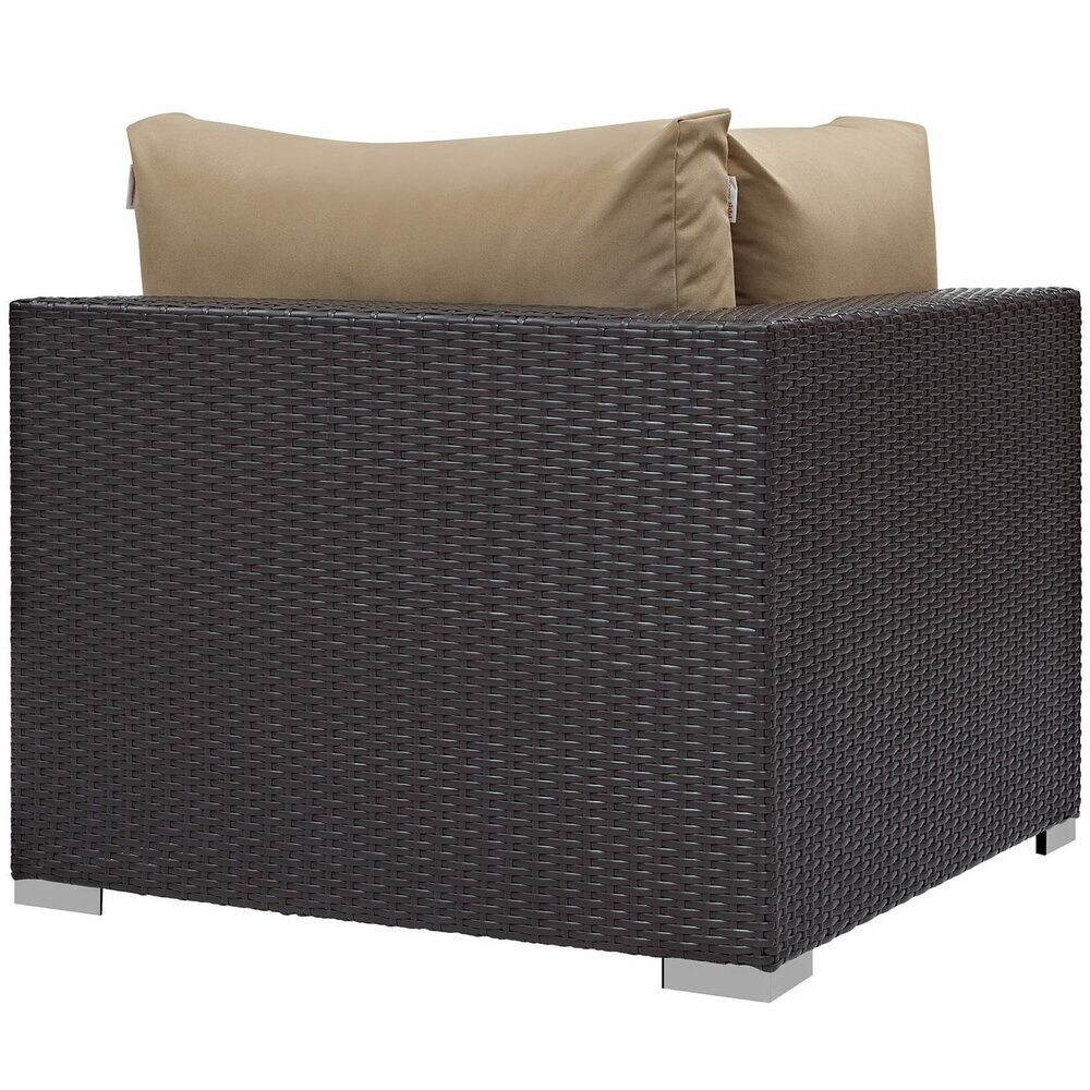 Convene 5 Piece Outdoor Patio Sectional Set in Espresso Mocha by Modway - Image 12