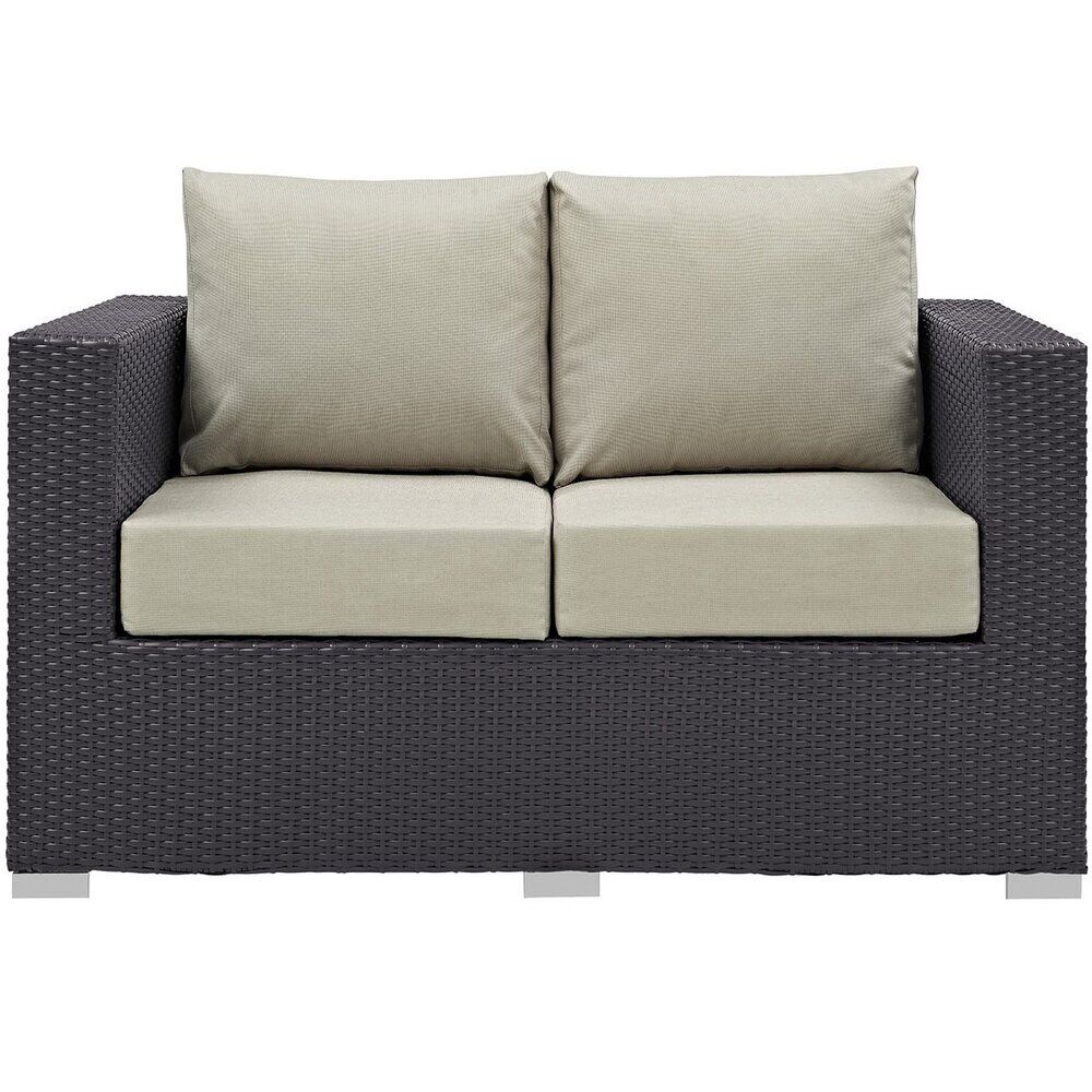 Convene Outdoor Patio Loveseat in Espresso Beige by Modway - Image 4