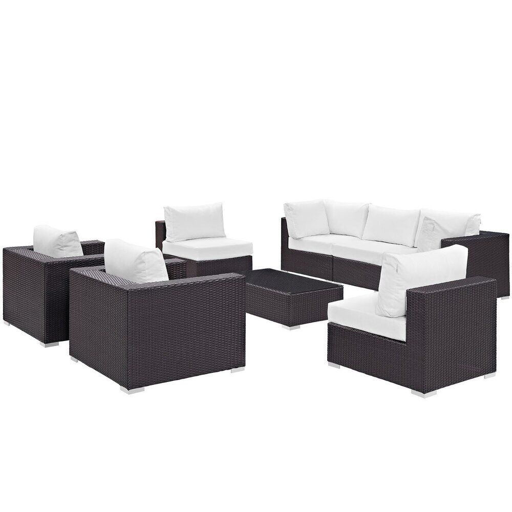 Convene 8 Piece Outdoor Patio Sectional Set in Espresso White by Modway