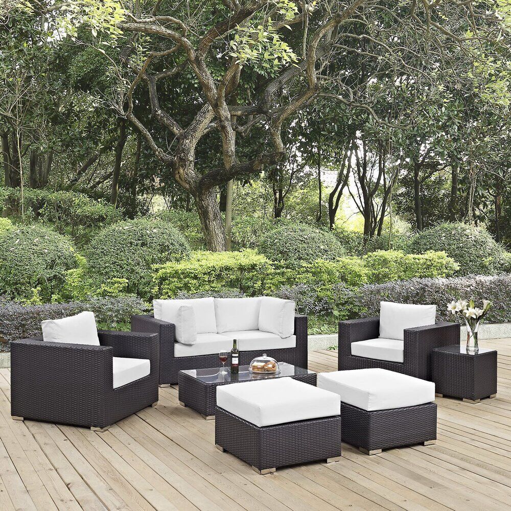 Convene 8 Piece Outdoor Patio Sectional Set in Espresso White by Modway - Image 10