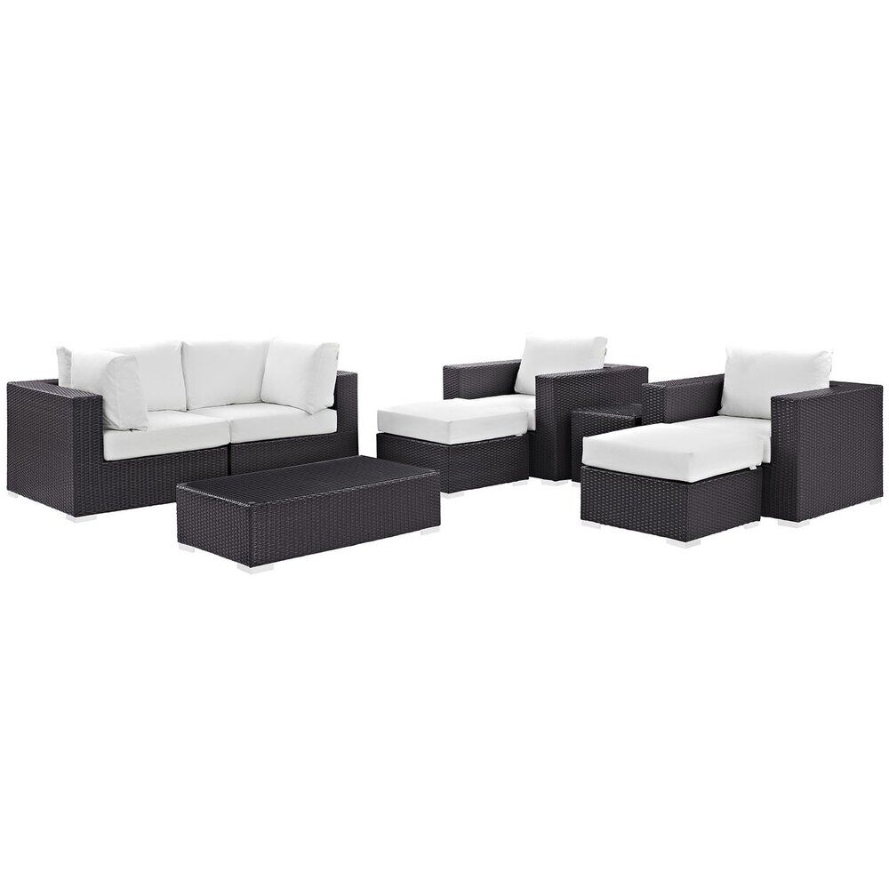 Convene 8 Piece Outdoor Patio Sectional Set in Espresso White by Modway