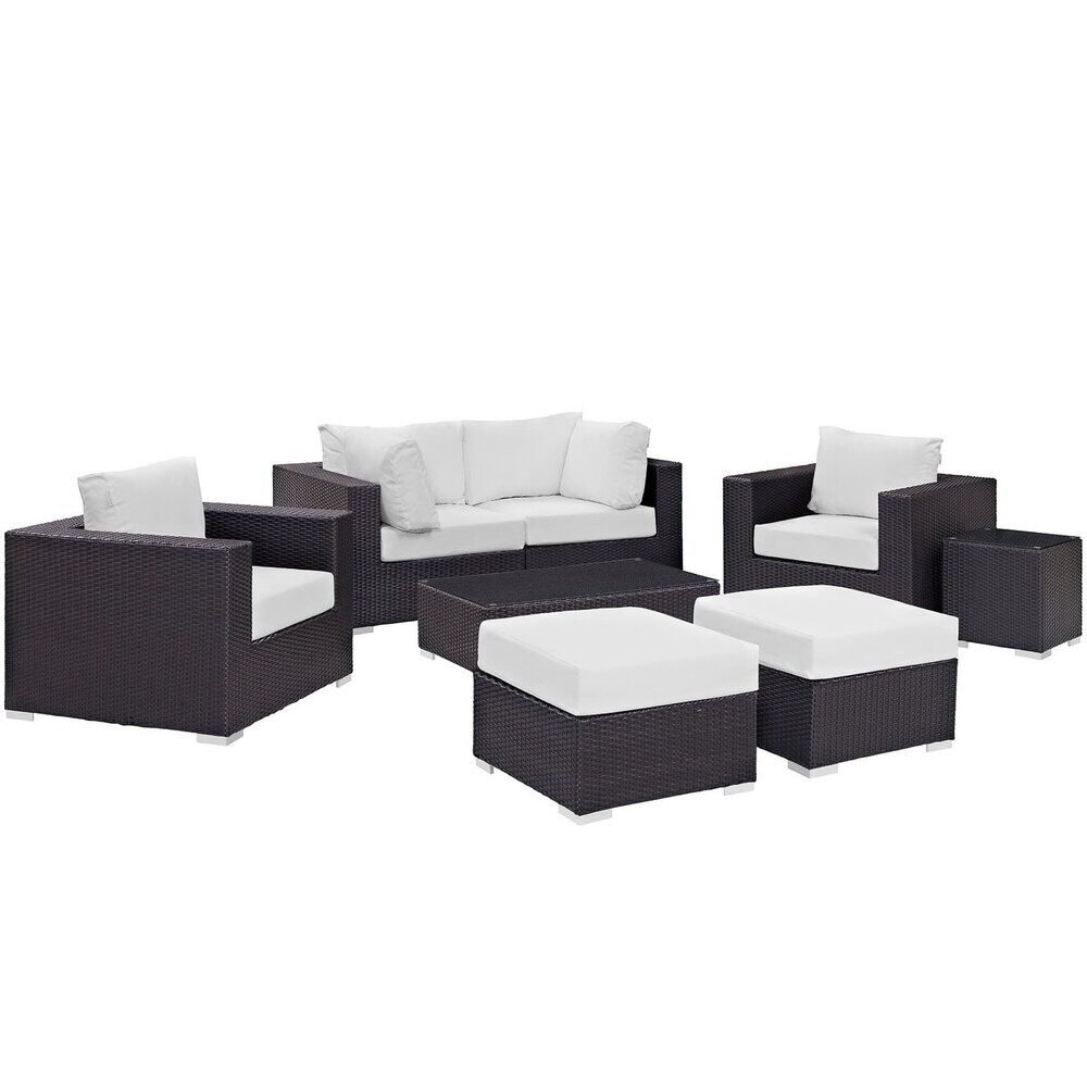 Convene 8 Piece Outdoor Patio Sectional Set in Espresso White by Modway - Image 2