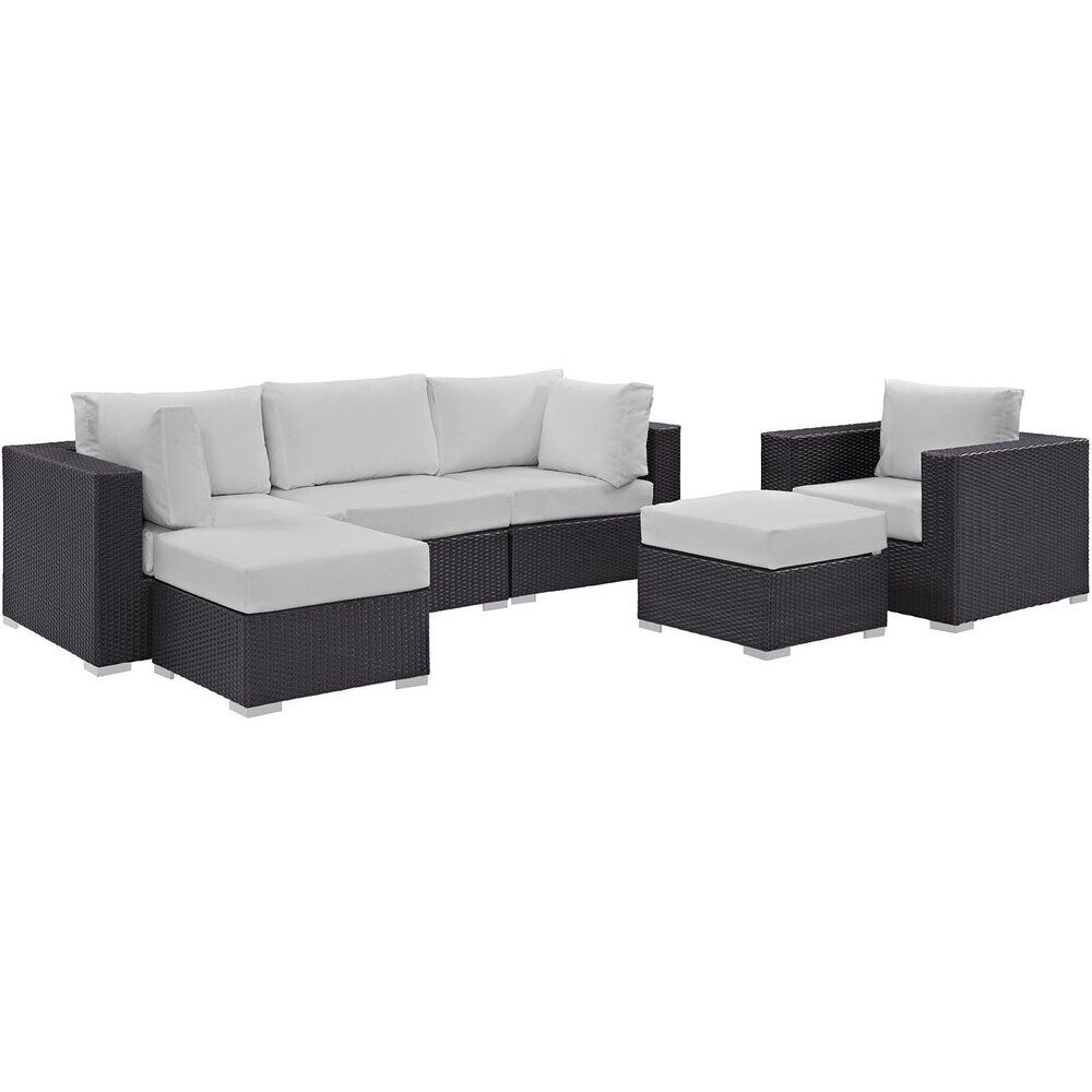 Convene 6 Piece Outdoor Patio Sectional Set in Espresso White by Modway