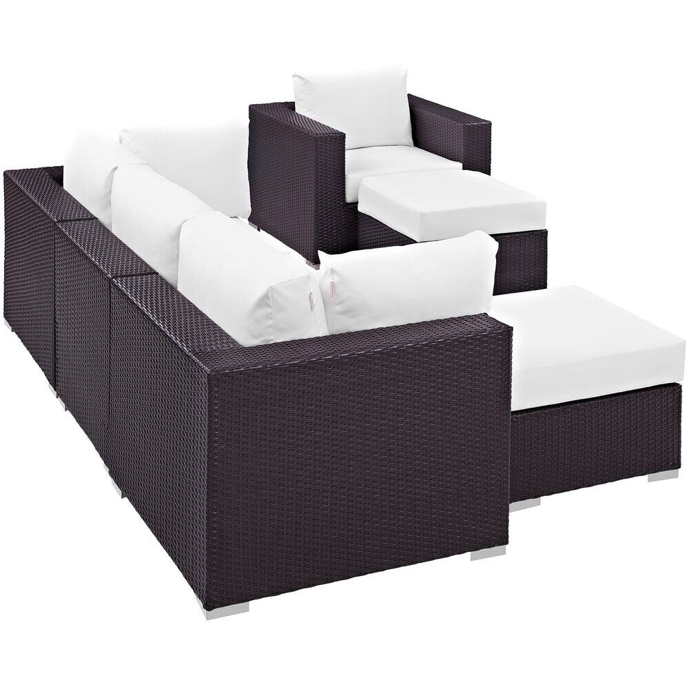 Convene 6 Piece Outdoor Patio Sectional Set in Espresso White by Modway - Image 2