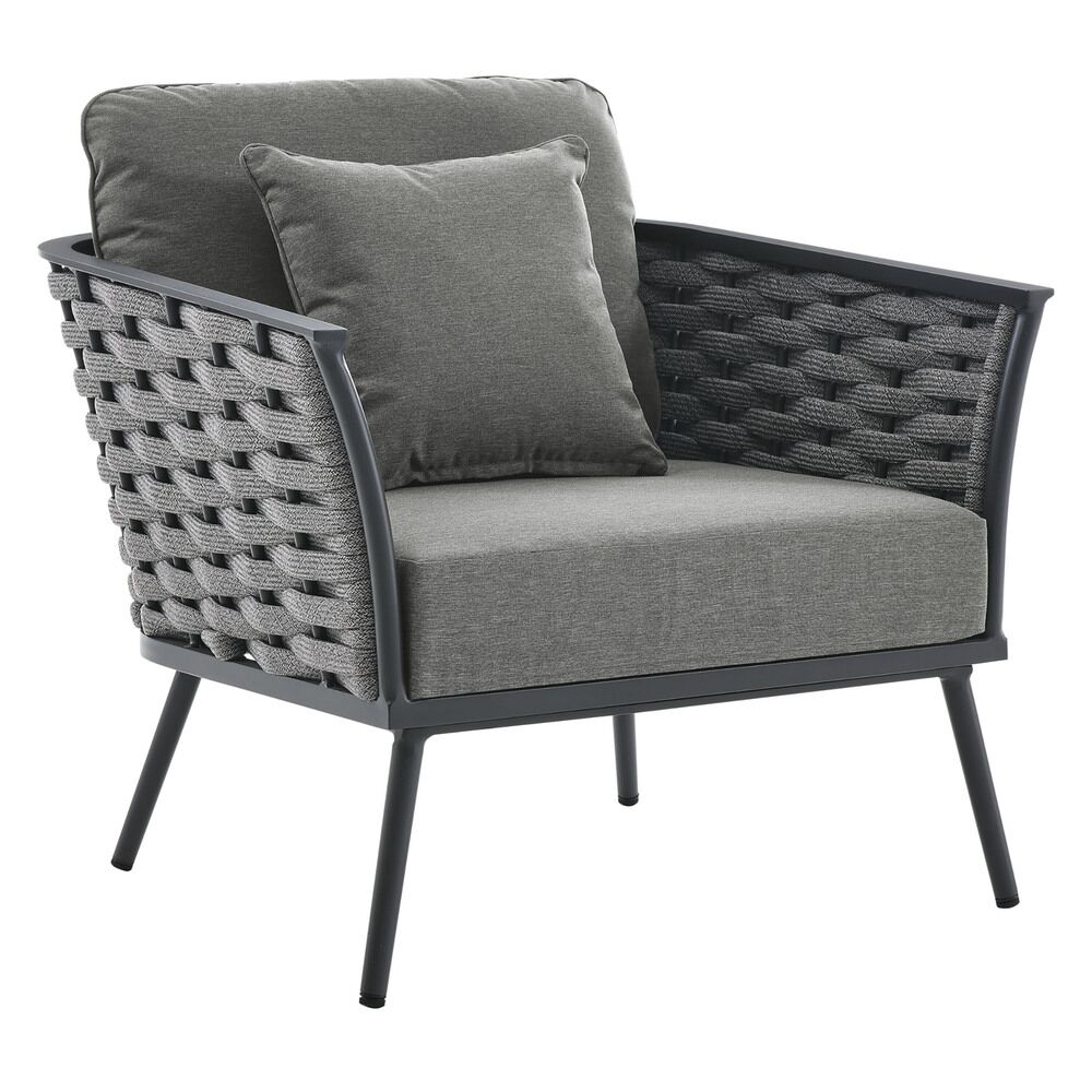 Stance Outdoor Patio Aluminum Armchair in Gray Charcoal by Modway