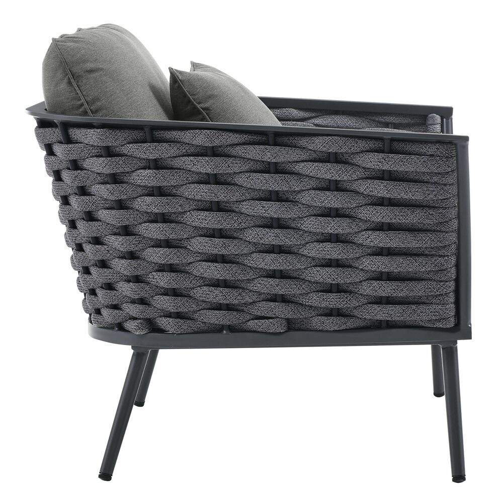 Stance Outdoor Patio Aluminum Armchair in Gray Charcoal by Modway - Image 2
