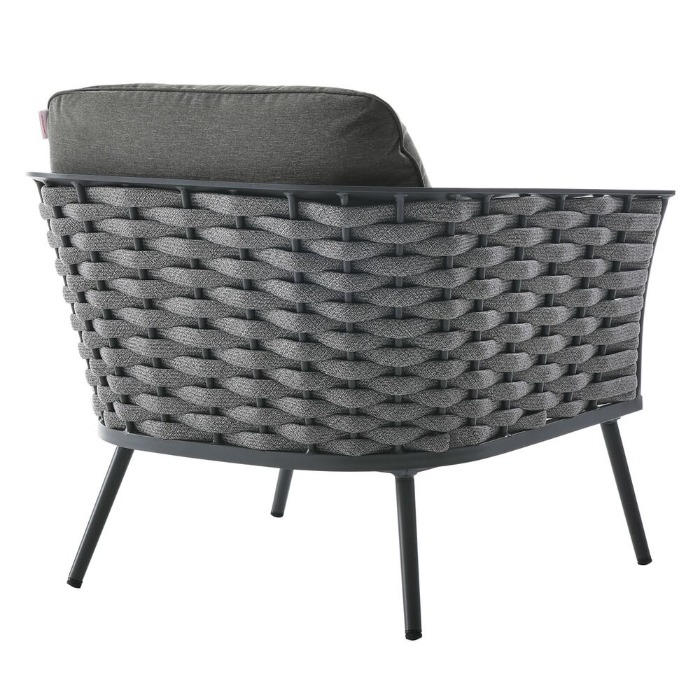 Stance Outdoor Patio Aluminum Armchair in Gray Charcoal by Modway - Image 3