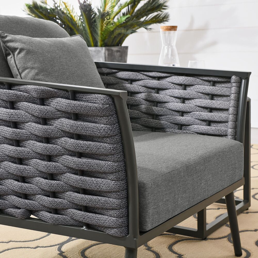 Stance Outdoor Patio Aluminum Armchair in Gray Charcoal by Modway - Image 6