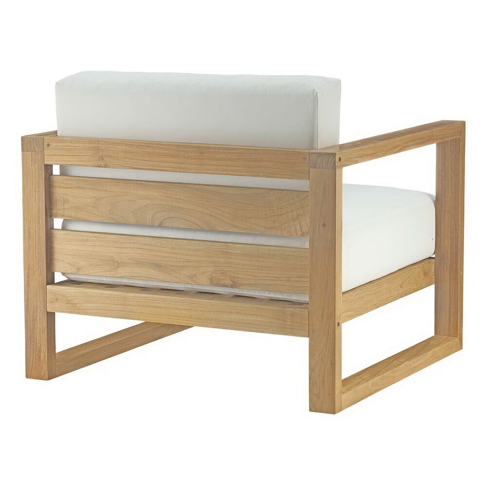 Upland 5 Piece Outdoor Patio Teak Set in Natural White by Modway - Image 4