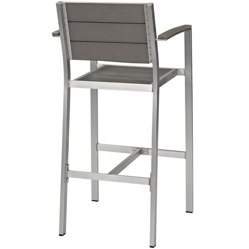 Shore 3 Piece Outdoor Patio Aluminum Pub Set in Silver Gray by Modway - Image 4