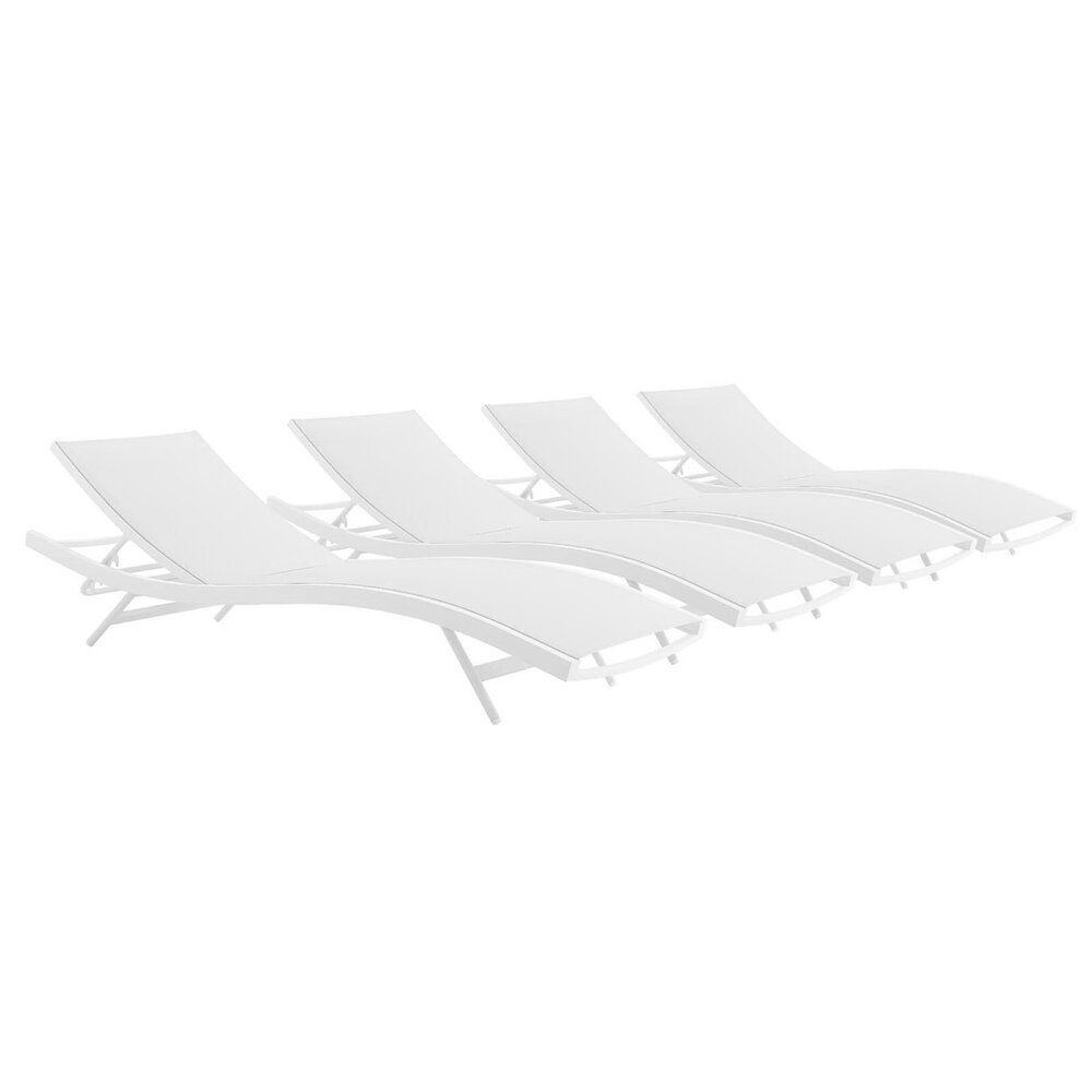 Glimpse Outdoor Patio Mesh Chaise Lounge Set of 4 in White White by Modway