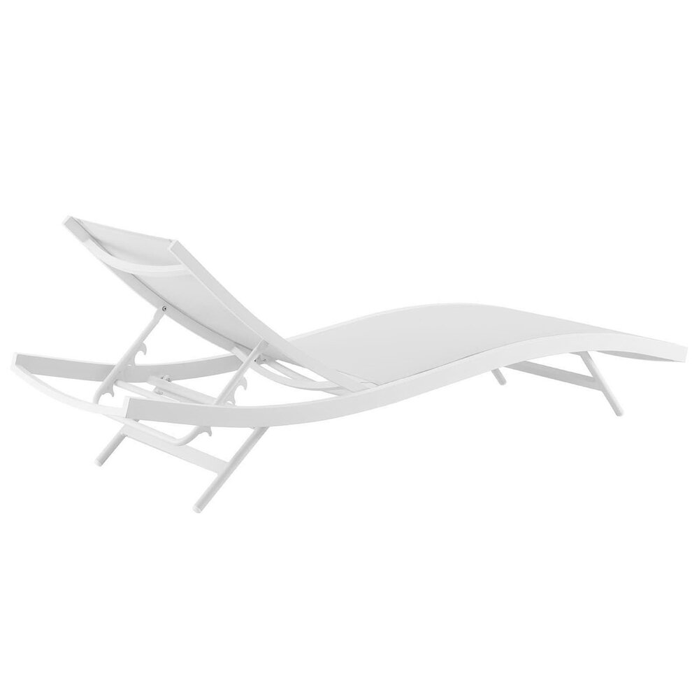 Glimpse Outdoor Patio Mesh Chaise Lounge Set of 4 in White White by Modway - Image 3