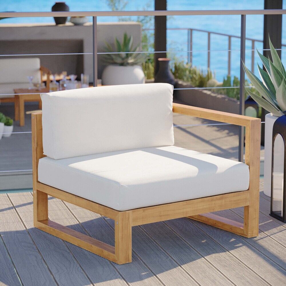 Upland Outdoor Patio Right-Arm Chair in Natural White by Modway - Image 6