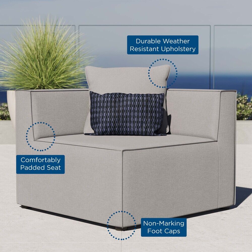 Saybrook Outdoor Patio Upholstered Sectional Sofa Corner Chair in Gray by Modway - Image 2