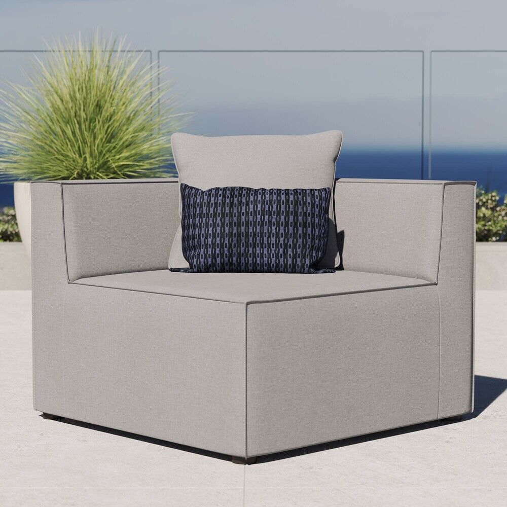 Saybrook Outdoor Patio Upholstered Sectional Sofa Corner Chair in Gray by Modway - Image 7