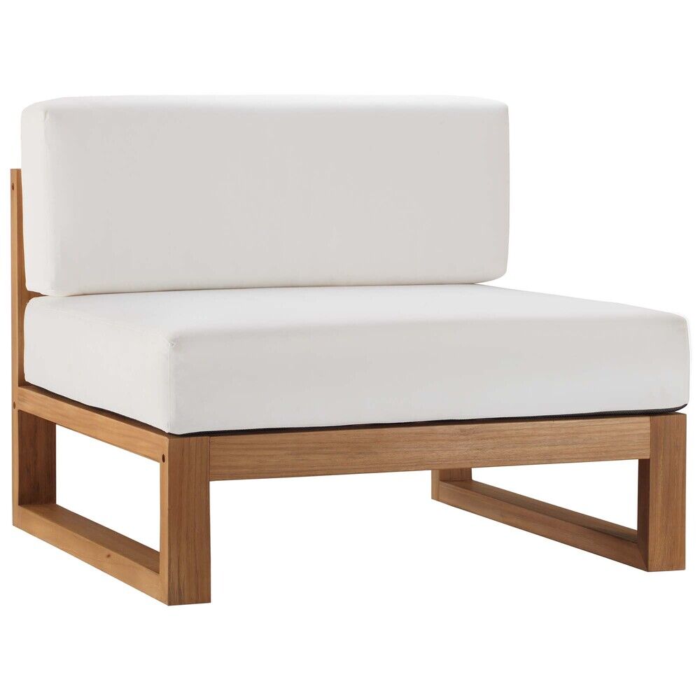 Upland 4-Piece Outdoor Patio Teak Wood Sectional Sofa Set in Natural White by Modway - Image 7