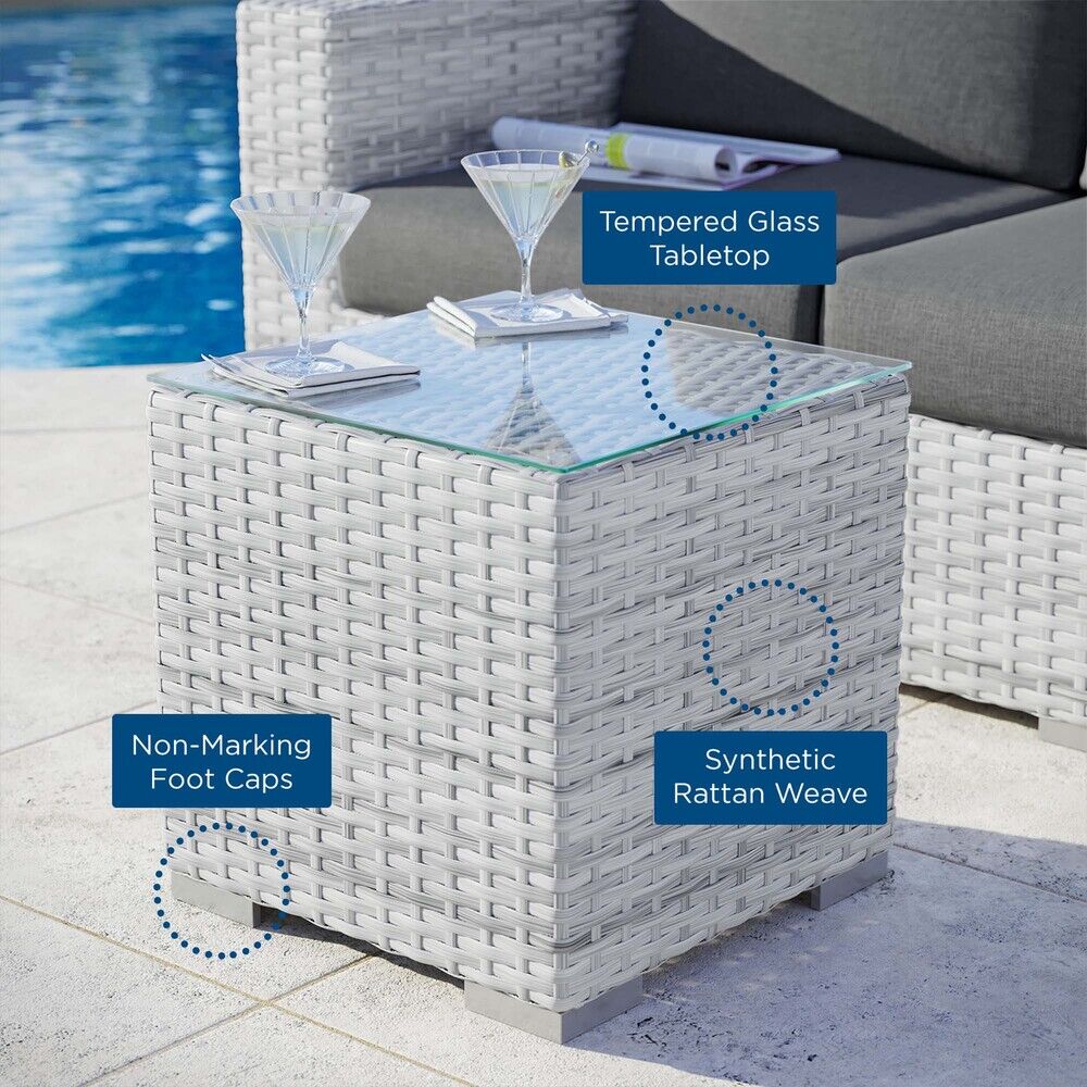 Convene Outdoor Patio Side Table in Light Gray by Modway - Image 5