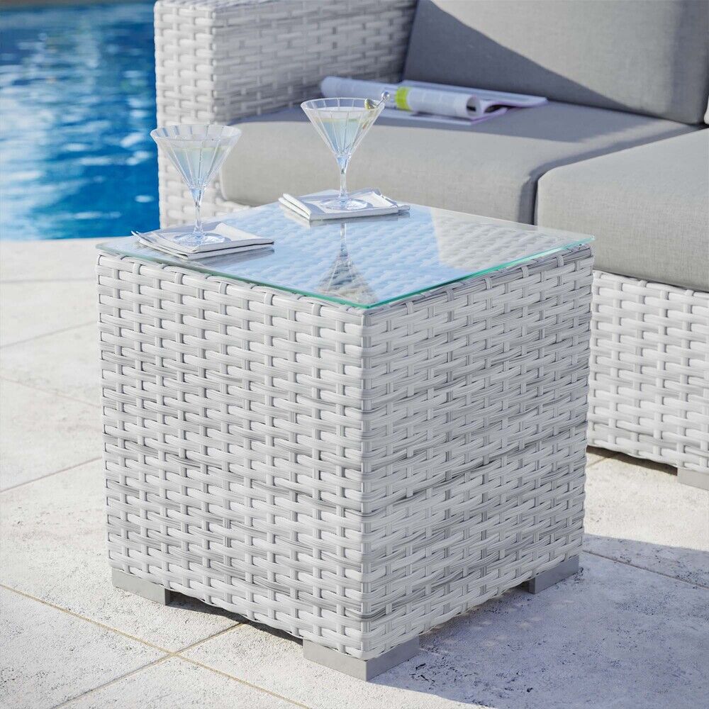 Convene Outdoor Patio Side Table in Light Gray by Modway - Image 4