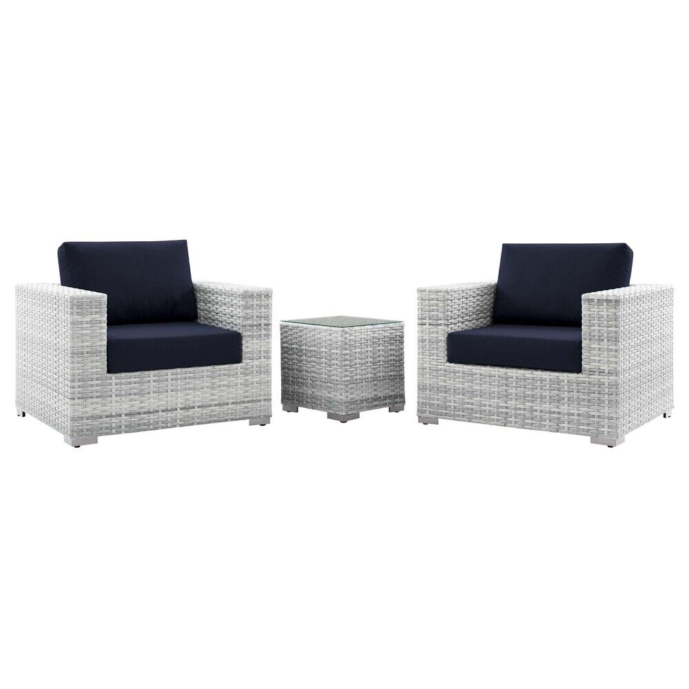 Convene 3-Piece Outdoor Patio Set in Light Gray Navy by Modway