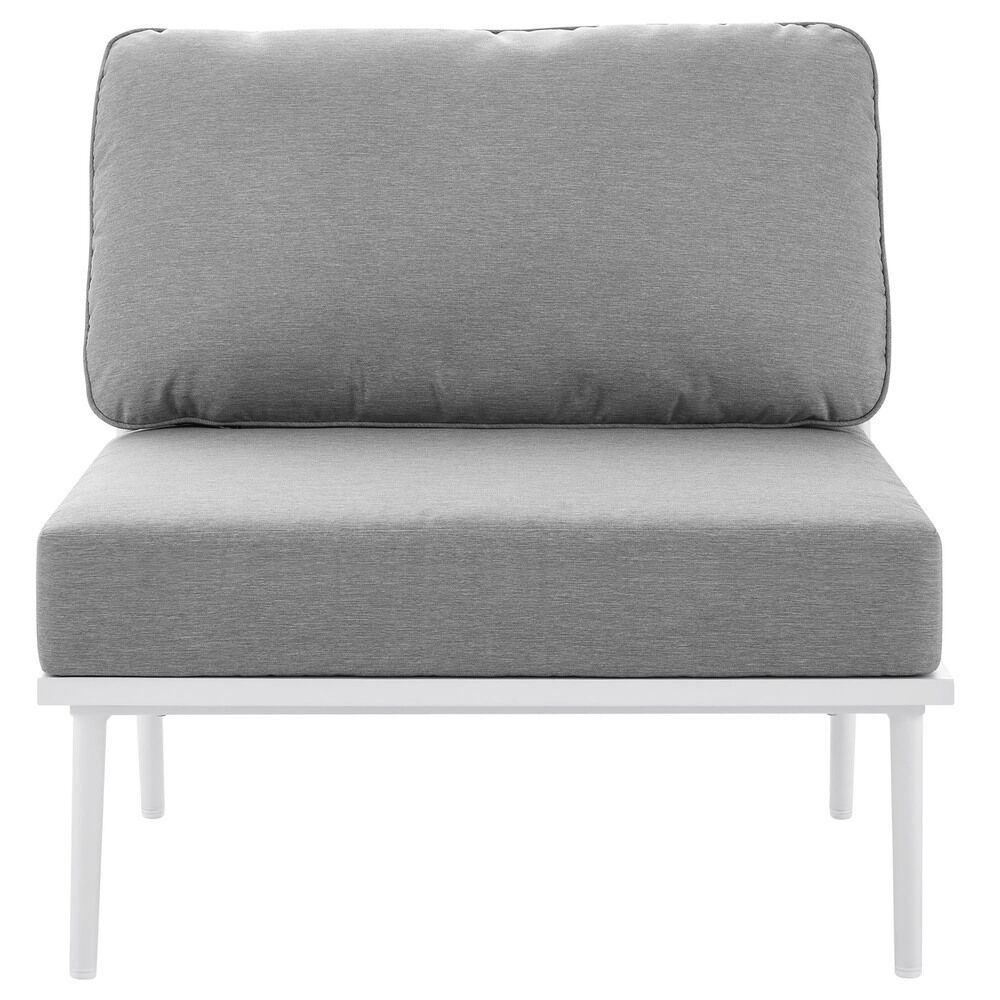 Stance Outdoor Patio Aluminum Armless Chair in White Gray by Modway - Image 6
