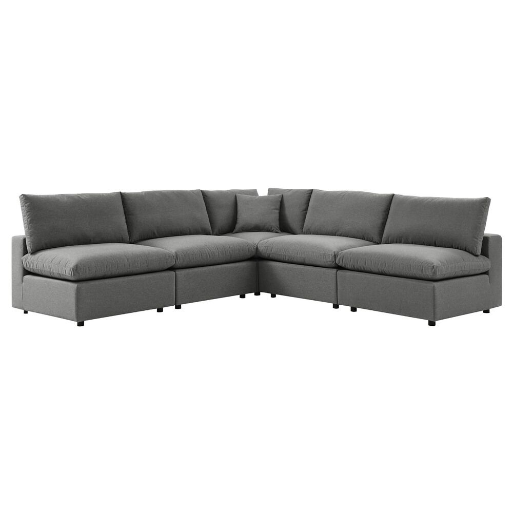 Commix 5-Piece Outdoor Patio Sectional Sofa in Charcoal by Modway