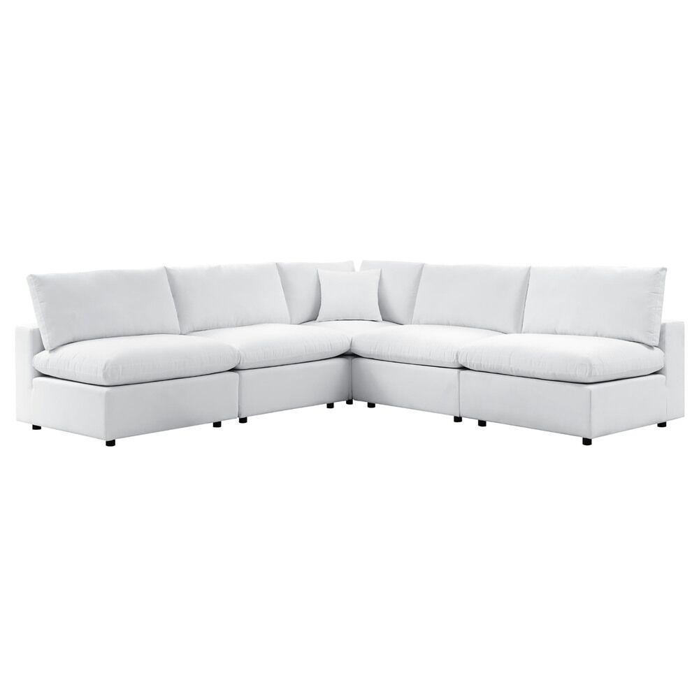 Commix 5-Piece Sunbrella® Outdoor Patio Sectional Sofa in White by Modway