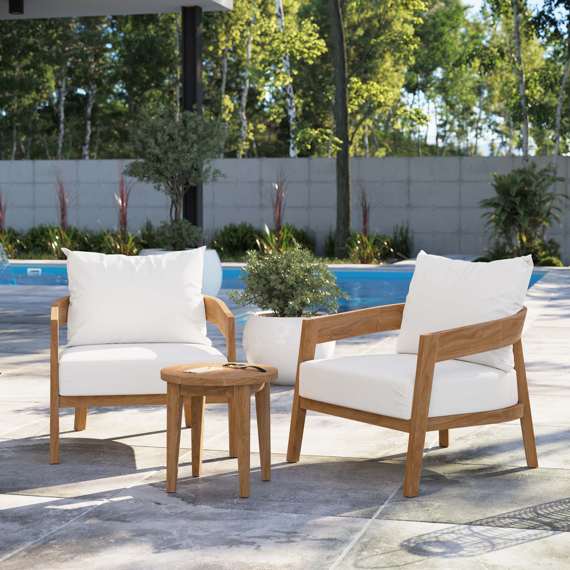 Brisbane 3-Piece Teak Wood Outdoor Patio Set by Modway - Image 12