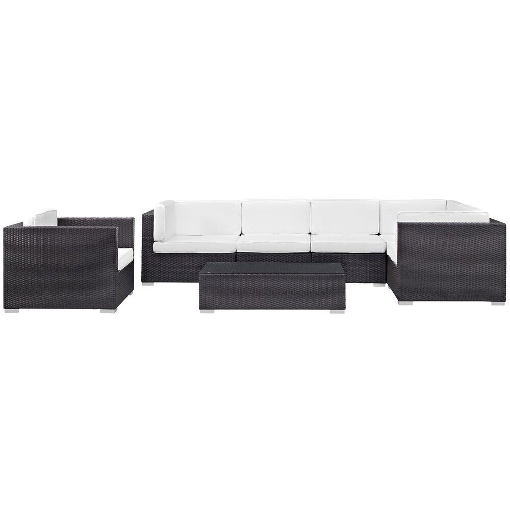 Corona 7 Piece Outdoor Patio Sectional Set in Espresso White by Modway - Image 2