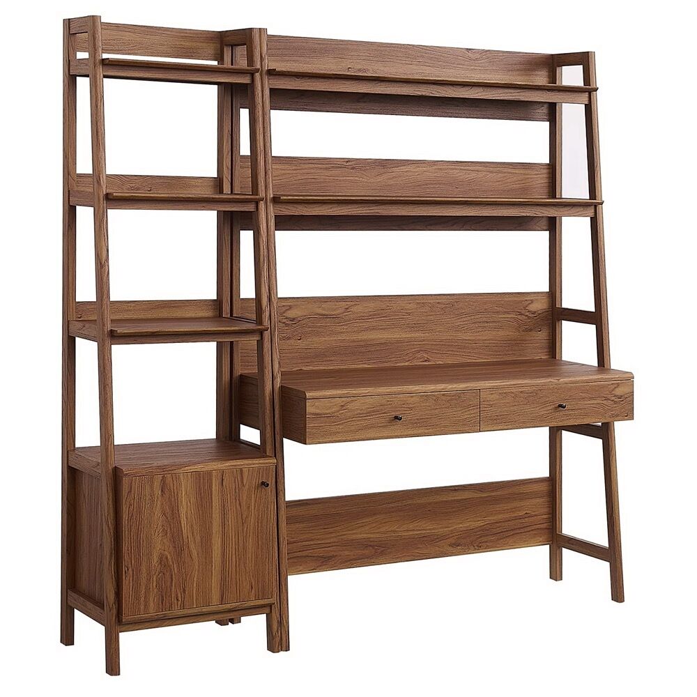 Bixby 2-Piece Wood Office Desk and Bookshelf by Modway in Walnut by Modway
