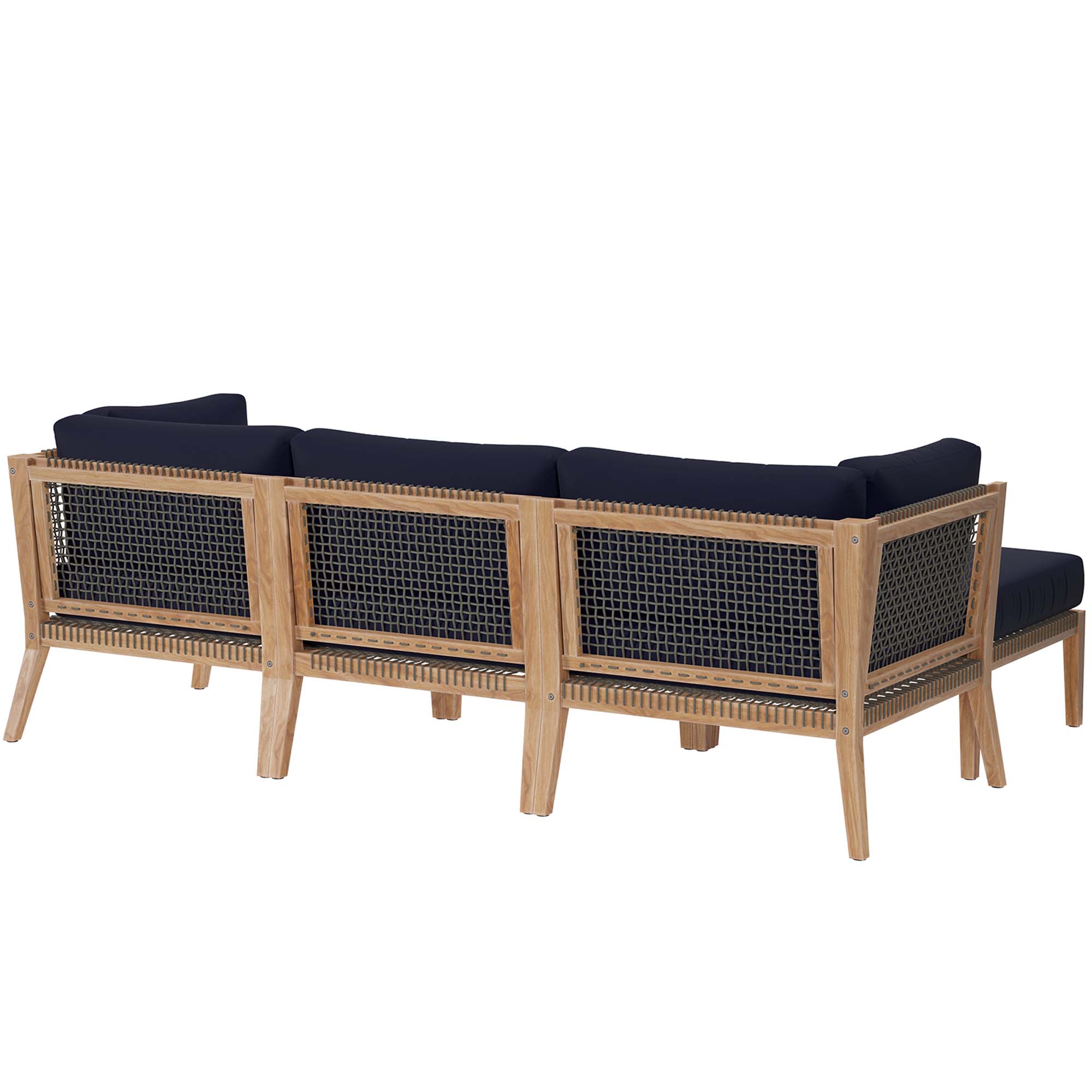 Clearwater 4-Piece Outdoor Patio Teak Wood Sectional Sofa by Modway - Image 3