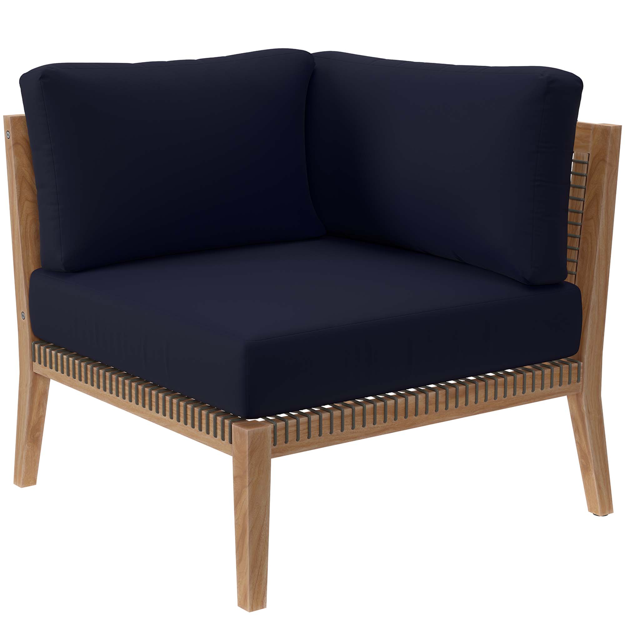 Clearwater 4-Piece Outdoor Patio Teak Wood Sectional Sofa by Modway - Image 7