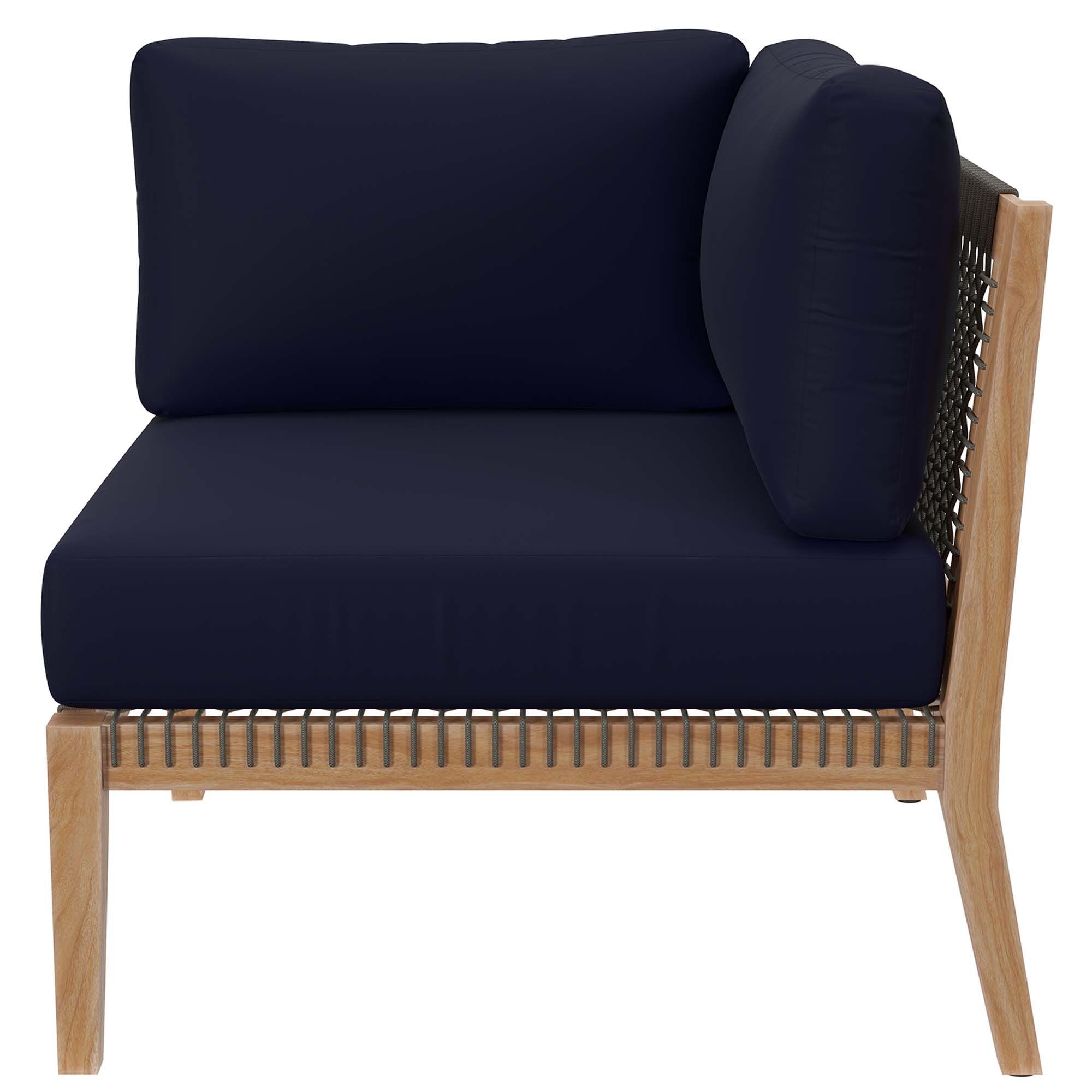 Clearwater 4-Piece Outdoor Patio Teak Wood Sectional Sofa by Modway - Image 8