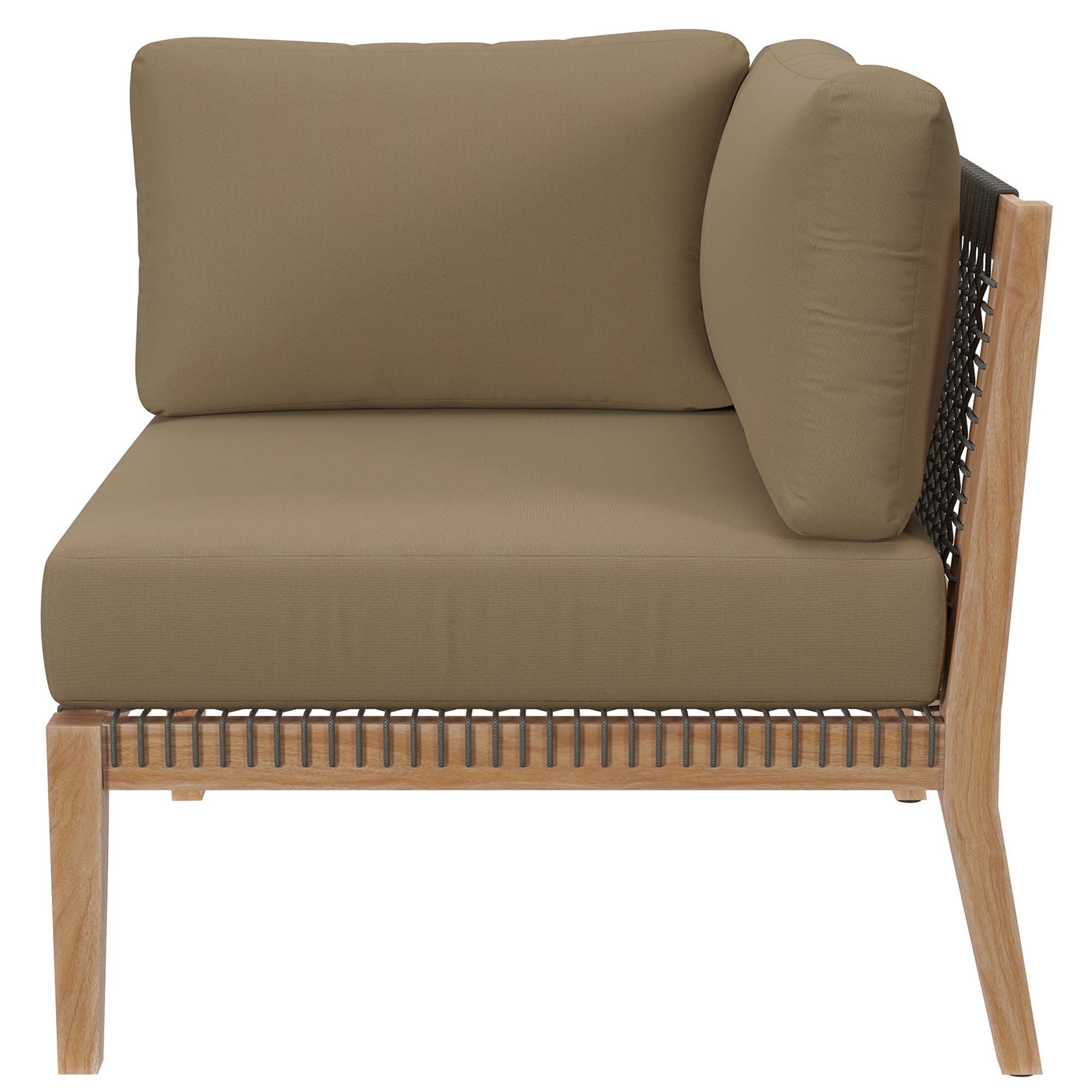 Clearwater 5-Piece Outdoor Patio Teak Wood Sectional Sofa by Modway - Image 5