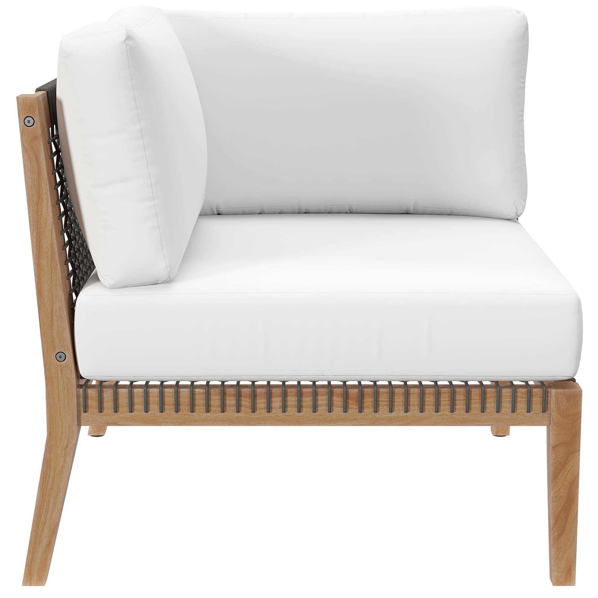 Clearwater 5-Piece Outdoor Patio Teak Wood Sectional Sofa by Modway - Image 5