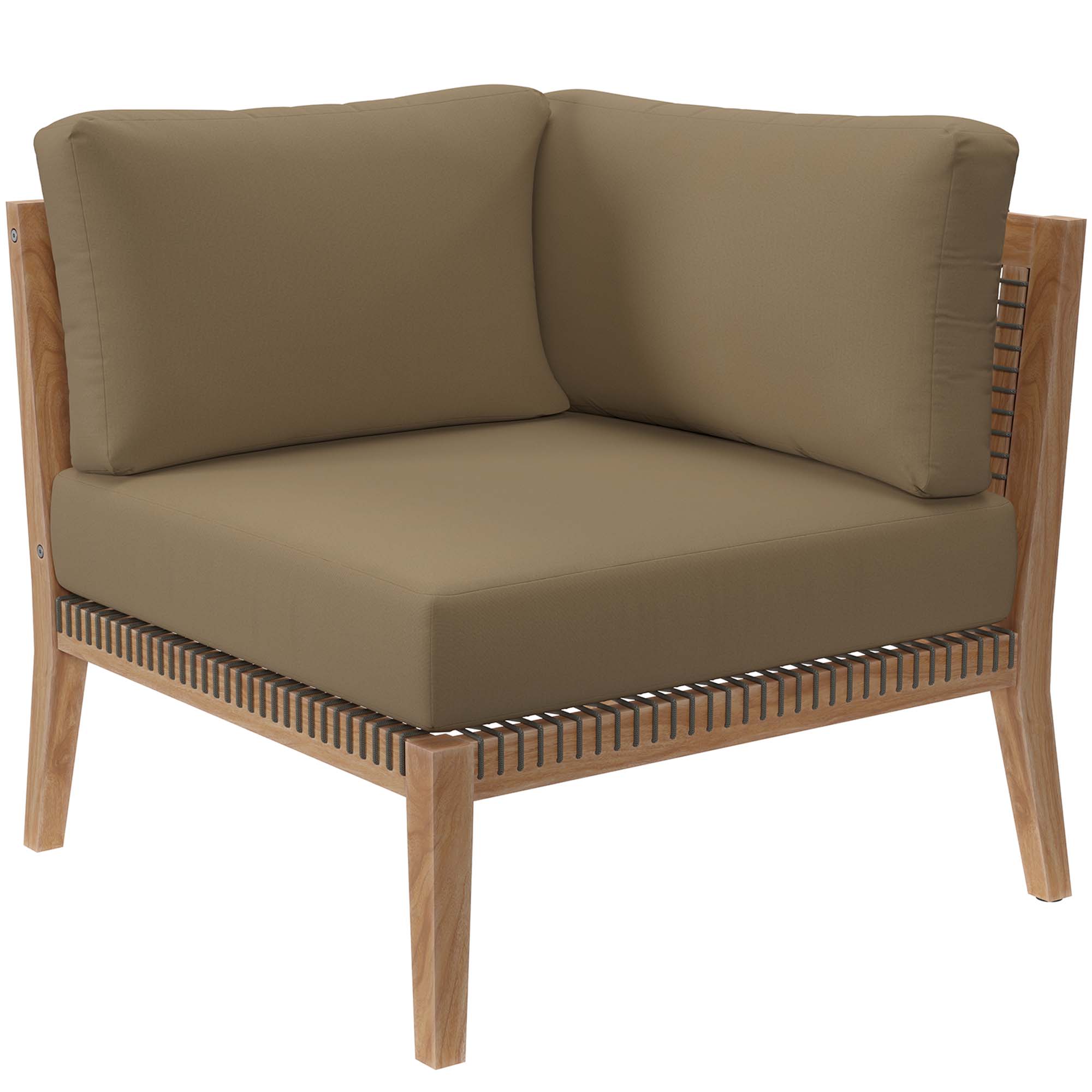 Clearwater 6-Piece Outdoor Patio Teak Wood Sectional Sofa by Modway - Image 6