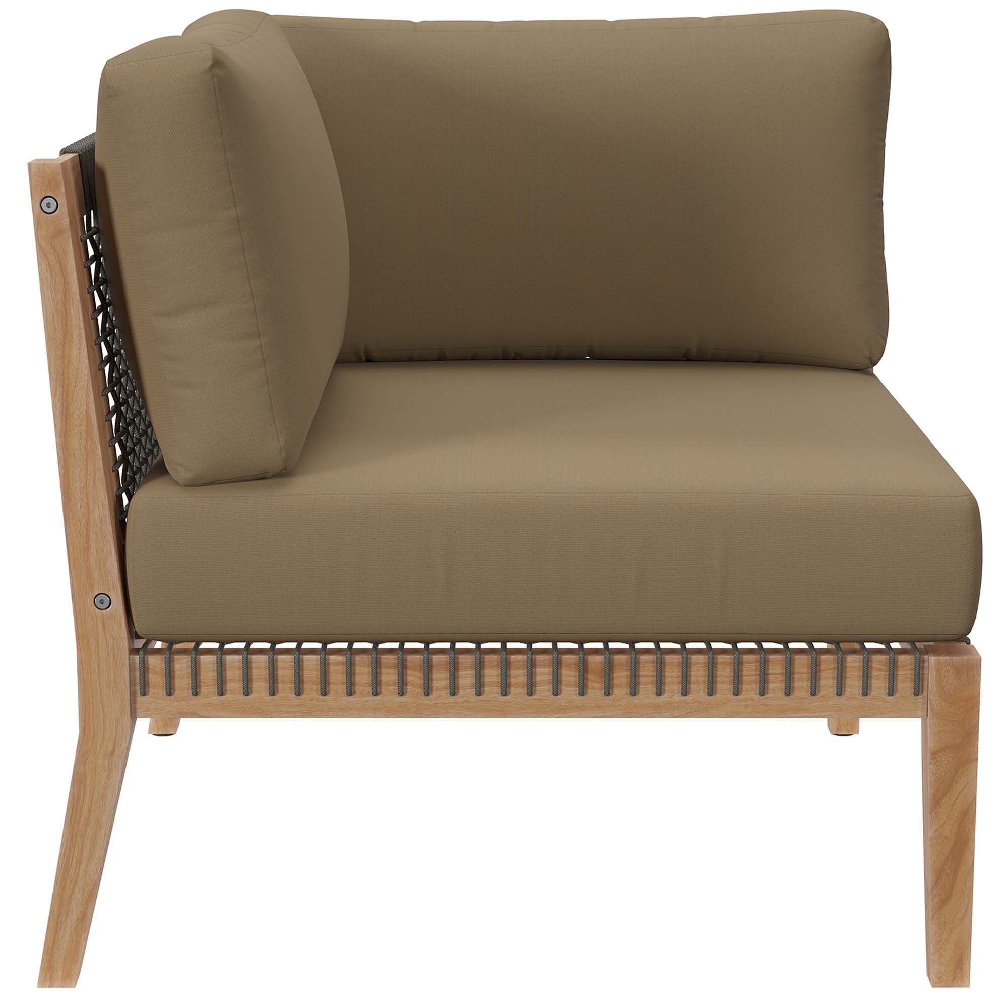 Clearwater 6-Piece Outdoor Patio Teak Wood Sectional Sofa by Modway - Image 6