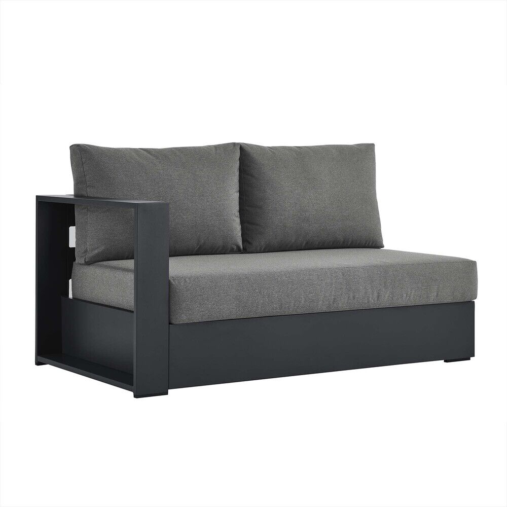 Tahoe Outdoor Patio Powder-Coated Aluminum Modular Left-Facing Loveseat in Gray Charcoal by Modway