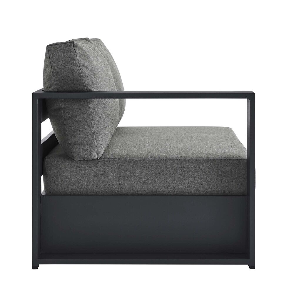 Tahoe Outdoor Patio Powder-Coated Aluminum Modular Left-Facing Loveseat in Gray Charcoal by Modway - Image 4