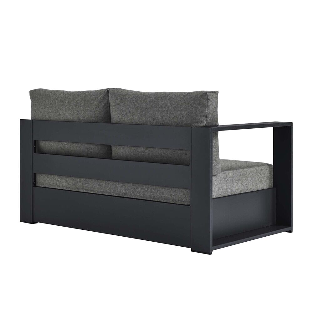 Tahoe Outdoor Patio Powder-Coated Aluminum Modular Left-Facing Loveseat in Gray Charcoal by Modway - Image 5
