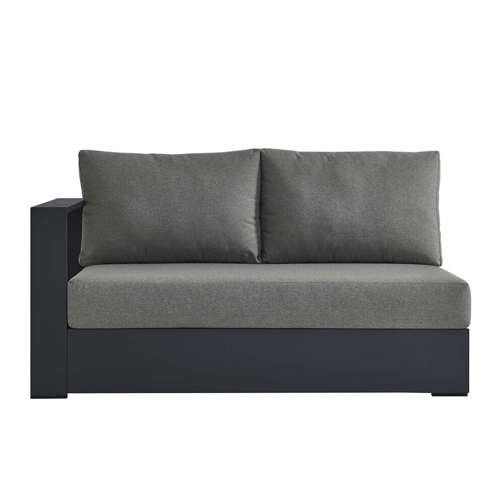 Tahoe Outdoor Patio Powder-Coated Aluminum Modular Left-Facing Loveseat in Gray Charcoal by Modway - Image 6